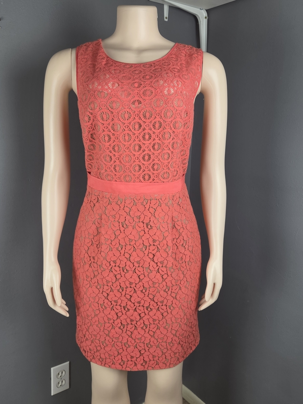 BCBGMaxAzria Coral Lace Sheath Dress